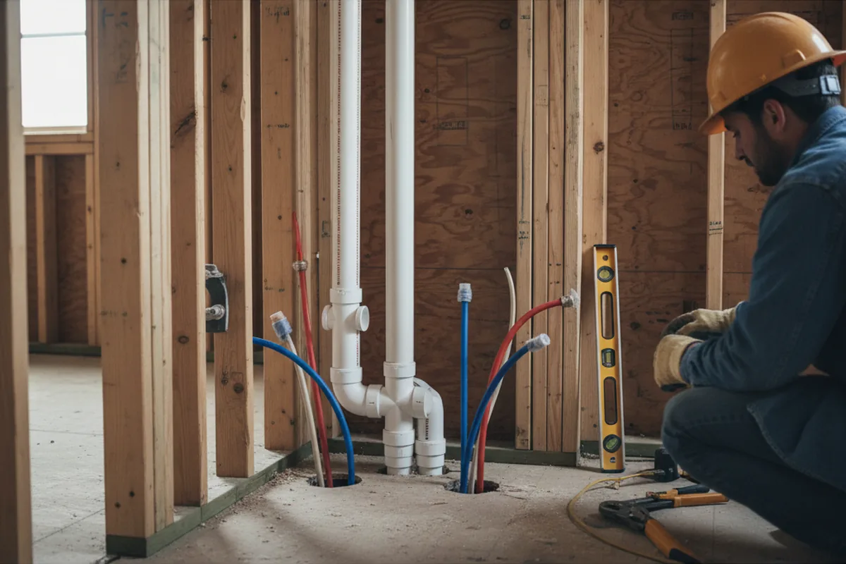 Drain and supply rough-in during Garbage Disposal Repair in La Habra